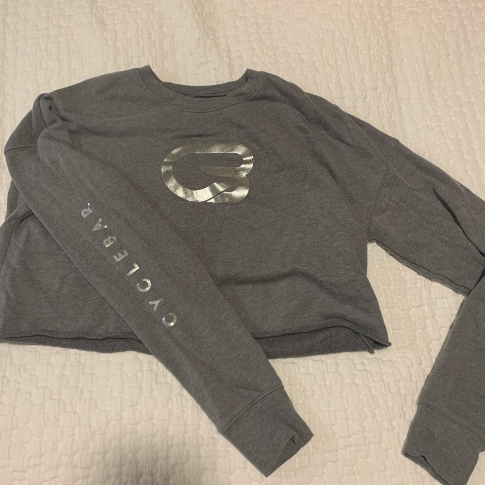 Cyclebar cropped grey sweatshirt